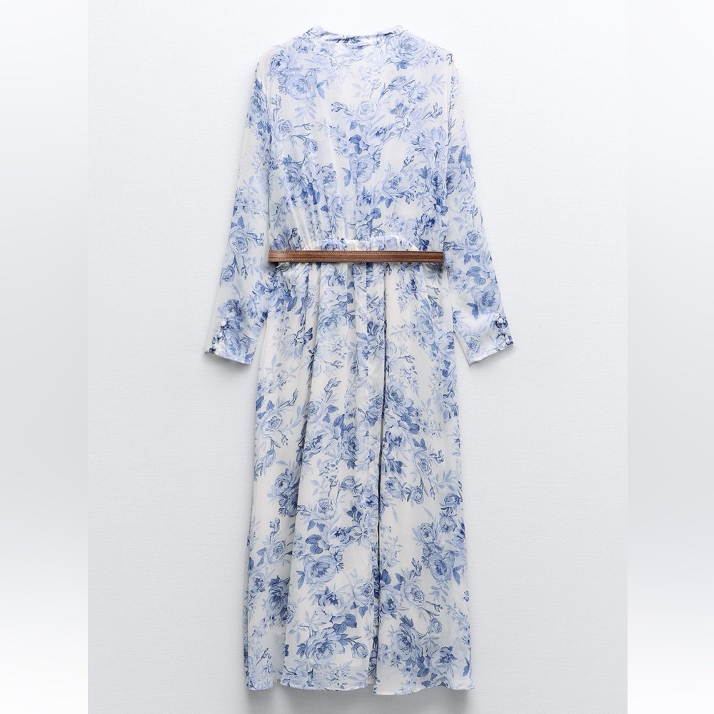 Belted Ruffle Printed Dress - Picture 4 of 5